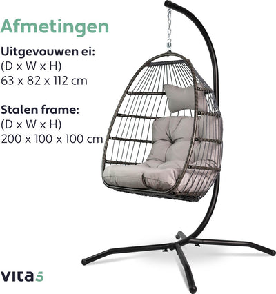Salto Hangstoel – Opvouwbaar – Lichtgrijs – Tot 150 kg