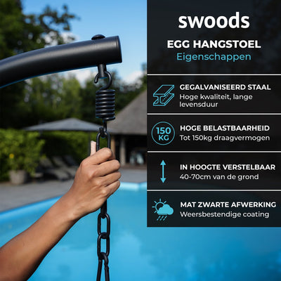 Salto Hangstoel – Zwart – Comfort voor Binnen & Buiten