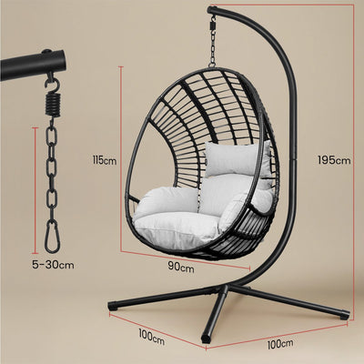 Salto XXL Egg Hangstoel – Met Standaard – tot 150 kg – Lichtgrijs
