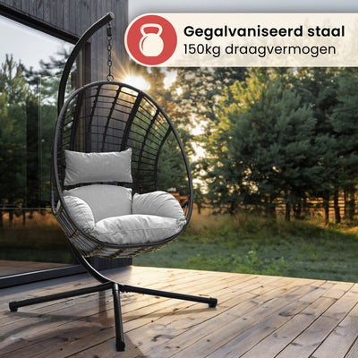 Salto XXL Egg Hangstoel – Met Standaard – tot 150 kg – Lichtgrijs