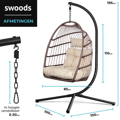 Salto Hangstoel – Beige – Incl. Hoes & Standaard – Tot 150 kg