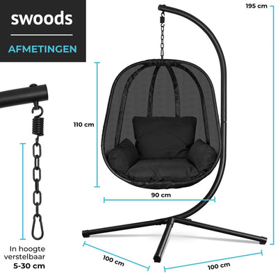 Salto Hangstoel – Zwart – Comfort voor Binnen & Buiten
