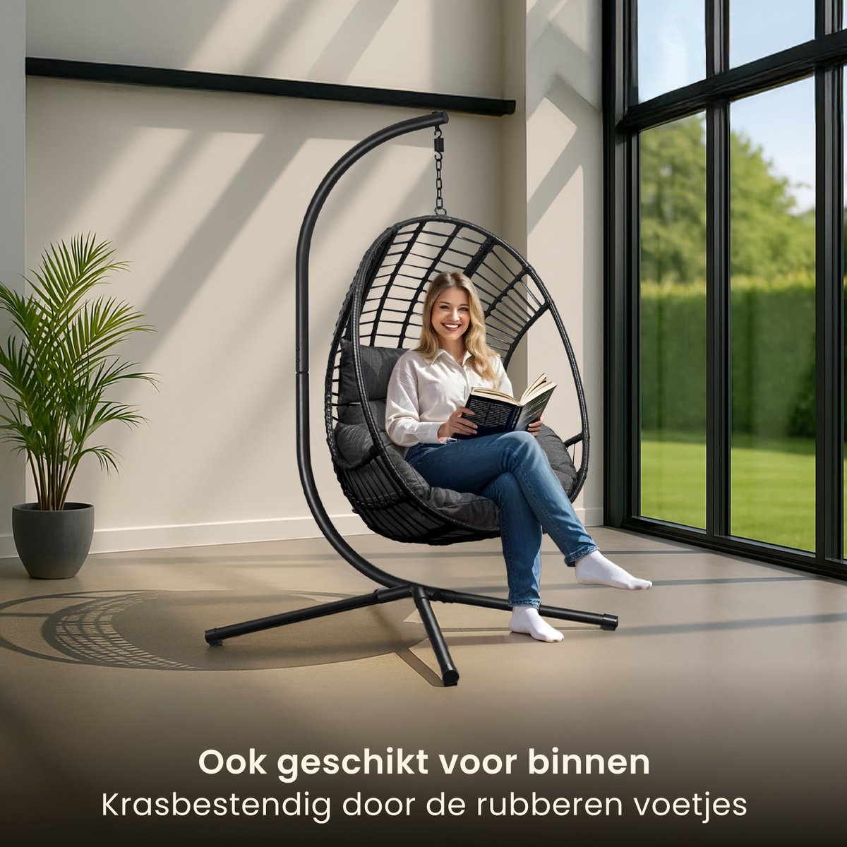 Salto Hangstoel – Donkergrijs – XXL – Incl. Standaard – Tot 150 kg