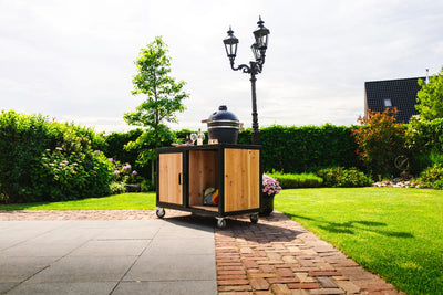 Big green egg outdoor kitchen hout