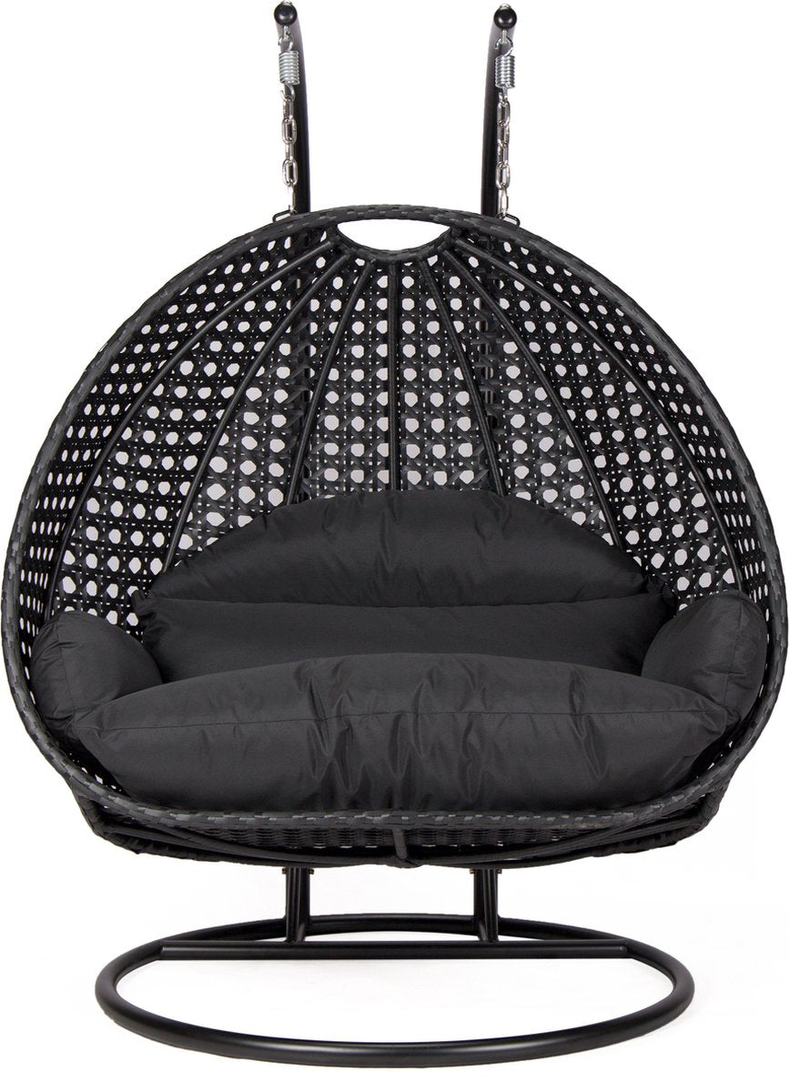 Salto Duo Hangstoel – Zwart Frame – Incl. Luxe Kussen & Hoes – 2 Persoons