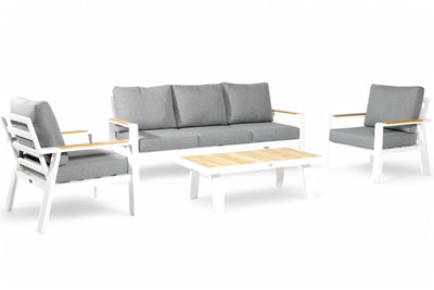 Aluminium Stoel-Bank Loungeset – Wit – SALTO LAND