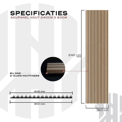 | | houtfineer 3-zijdig 270cm x écht Eiken-Hout Zwart AkuPanel 60cm | Nieuw 557