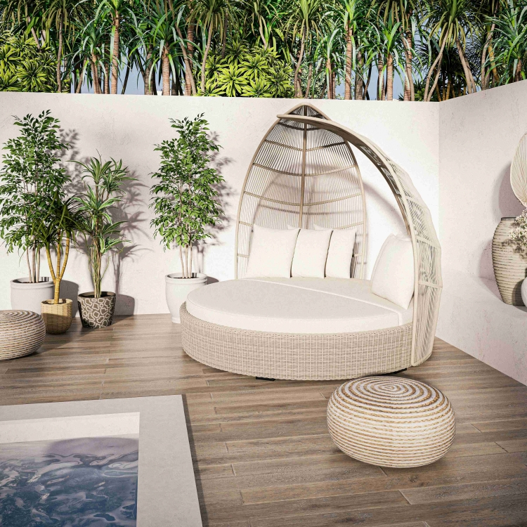 Salto PARADISIO Rond Ligbed met Kussens – 2-Zits | Luxe Outdoor Relaxbed